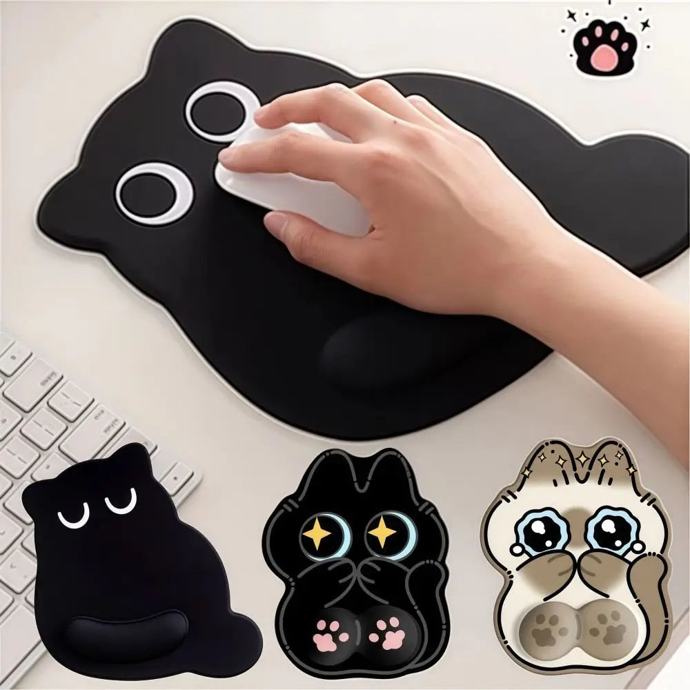 Big-eyed Cat Mouse Pad Non-Slip Comfortable Wrist Rest Typing Pad Dirt-resistant Soft Ergonomic Mouse Pad For Computer Office