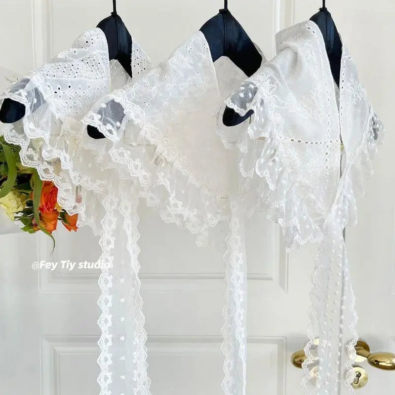 INS Style Triangular Lace Handkerchief Personalized Trendy Layering Of Small Aprons Soft Versatile Korean Headscarf Hair Scarves