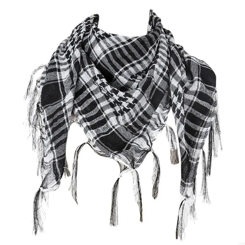 N7YD Desert Shemagh Scarf Soft Fringed Arab Headscarf Unisex Keffiyeh Bandana Unisex Headwrap Arabian Scarf Head Covering