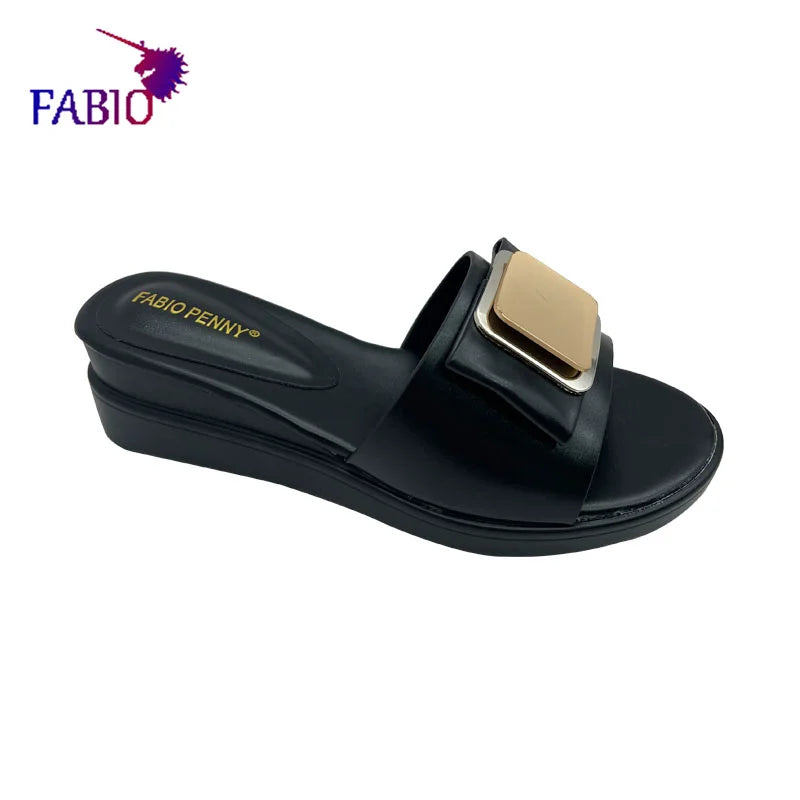 FABIO PENNY's 2026 new popular exquisite metal fashion thick-soled design slippers summer parties comfortable ladies' slippers