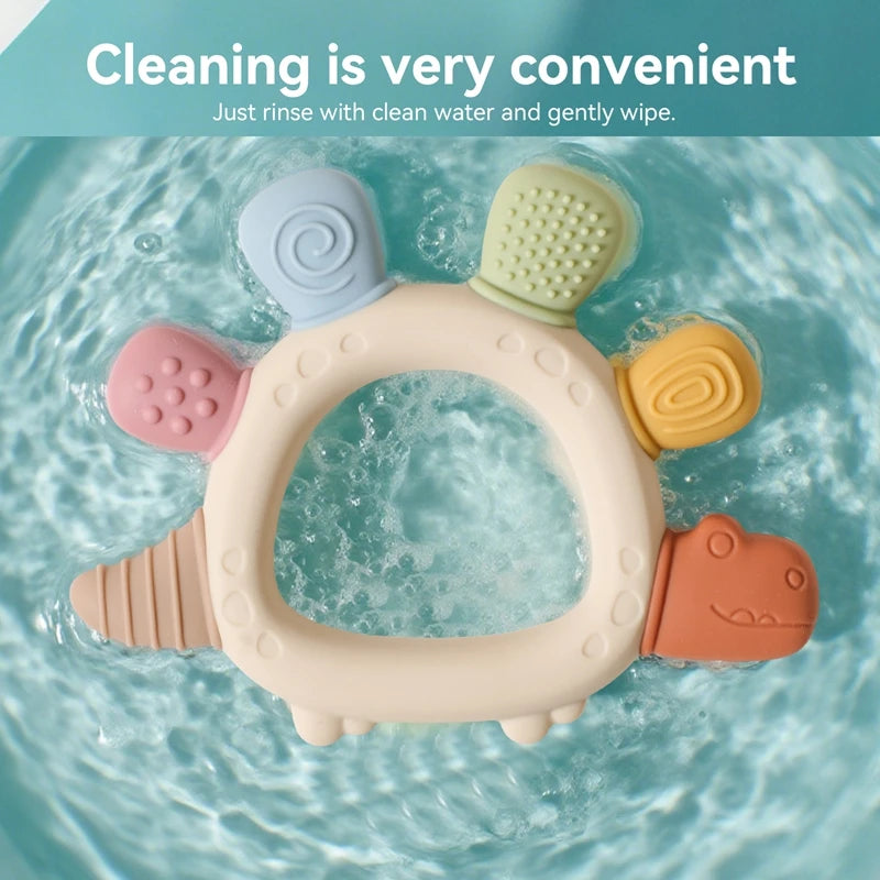 BPA-Free Baby Dinosaur Silicone Teether Sensory Toy Easy to Grip Infant Care Food Grade Baby Toy Newborn Gift Babies Accessory
