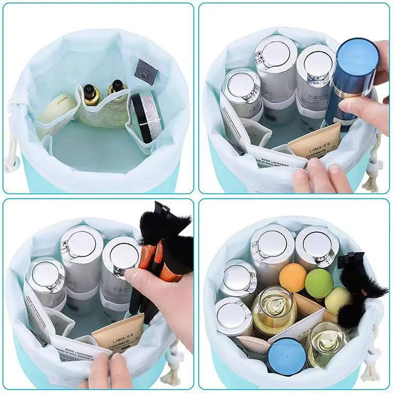 New Cosmetic Bag Fashion Round Waterproof Makeup Bag Travel MakeUp Organizer Female Storage Toiletry Kit Case,ylon High Capacity