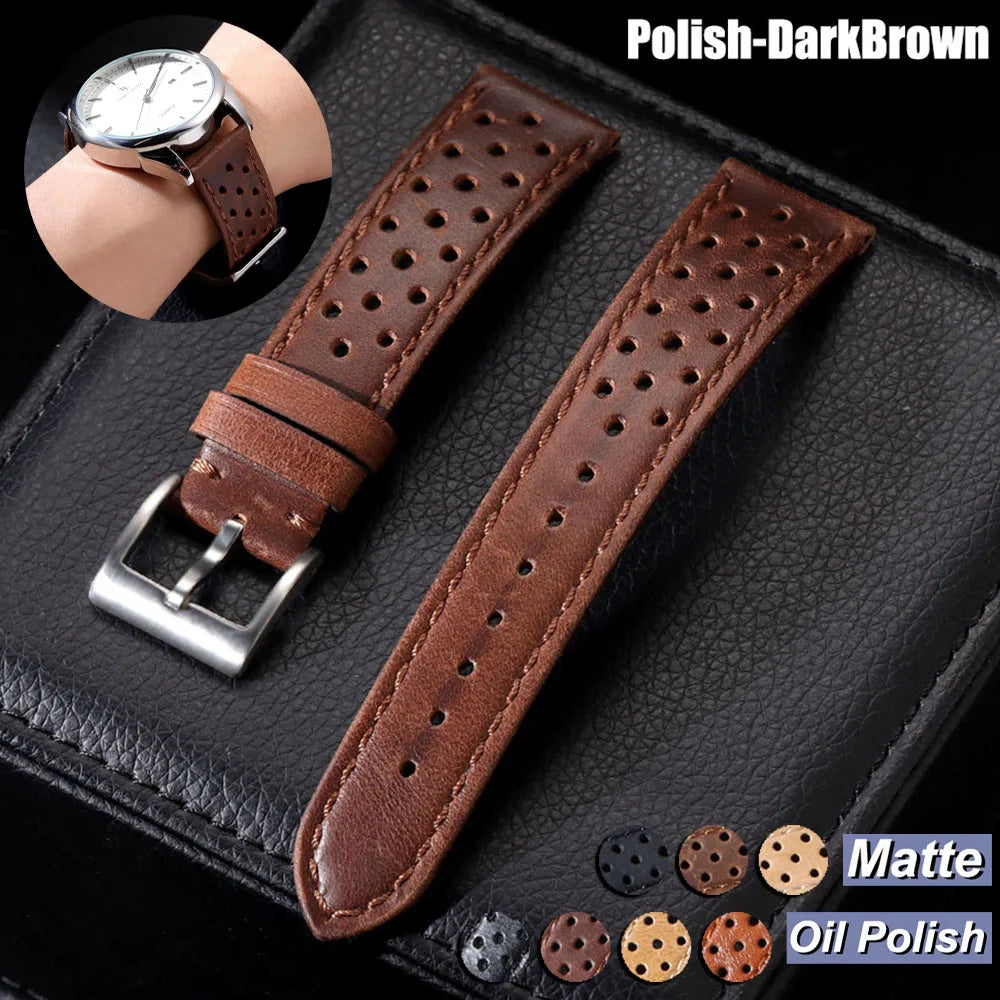 Vintage Calfskin Strap 18mm 20mm 22mm Universal Watch Band Breathable Wrist Bracelet for Men Women Sport Wristbelt Accessories