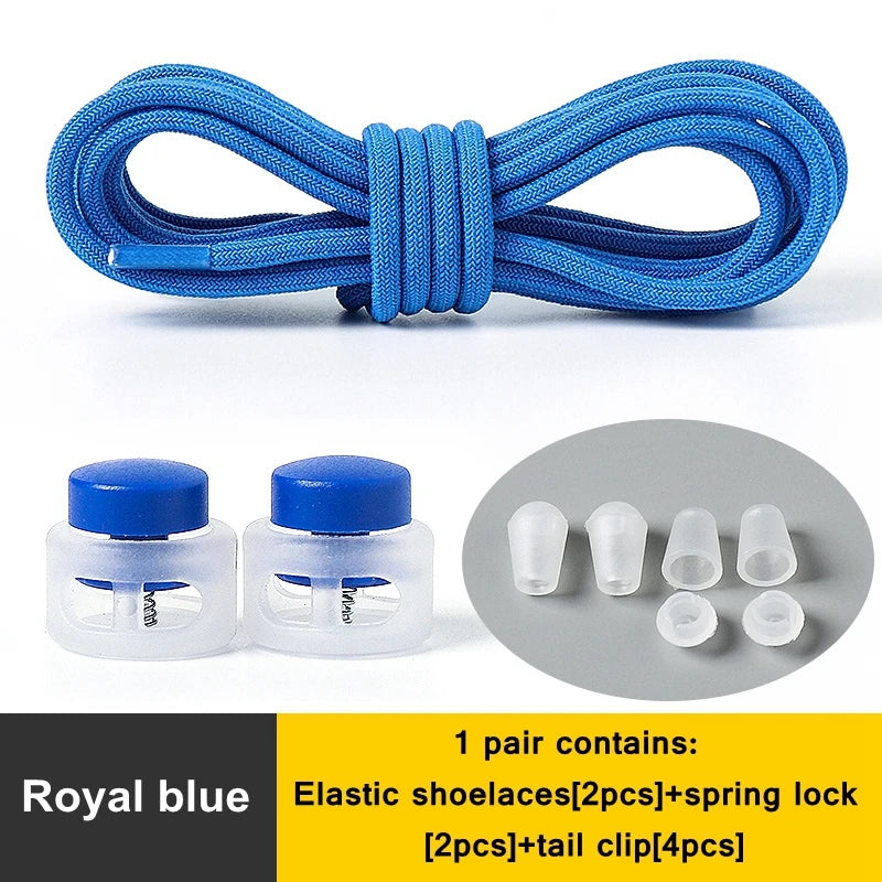 1 Pair Lazy Laces Elastic For Sneakers Snap Lock Shoelaces Without Ties Suitable For Children And Adults Round Shoelace Artifact