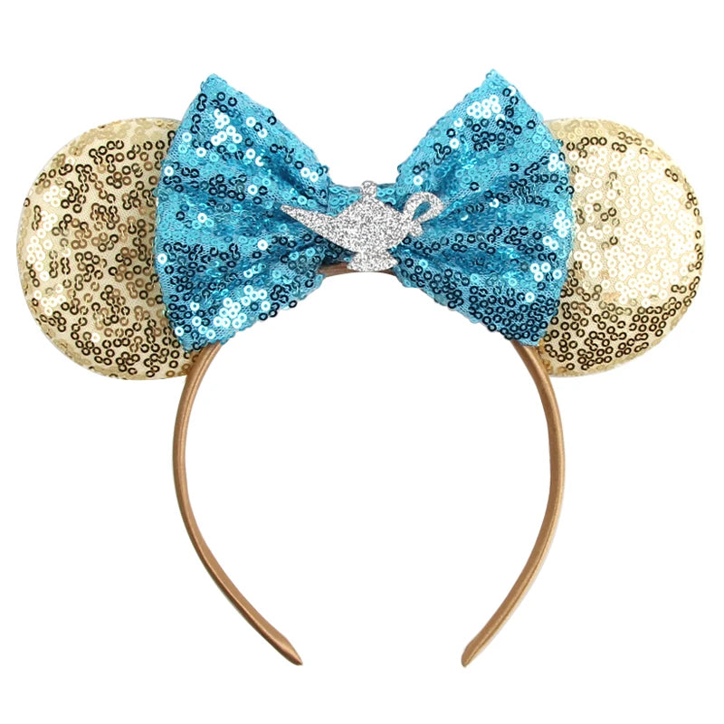 2025 New Style Mickey Minnie Ear Headband Sequin Bows Girl Adult Kids Halloween Party Cosplay Hair Accessories Princess Hairband