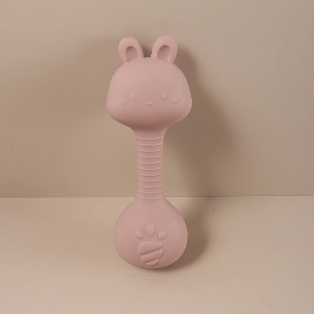 2-in-1 Barbell Shape Silicone Teether baby Rattle toy with sound 5kg