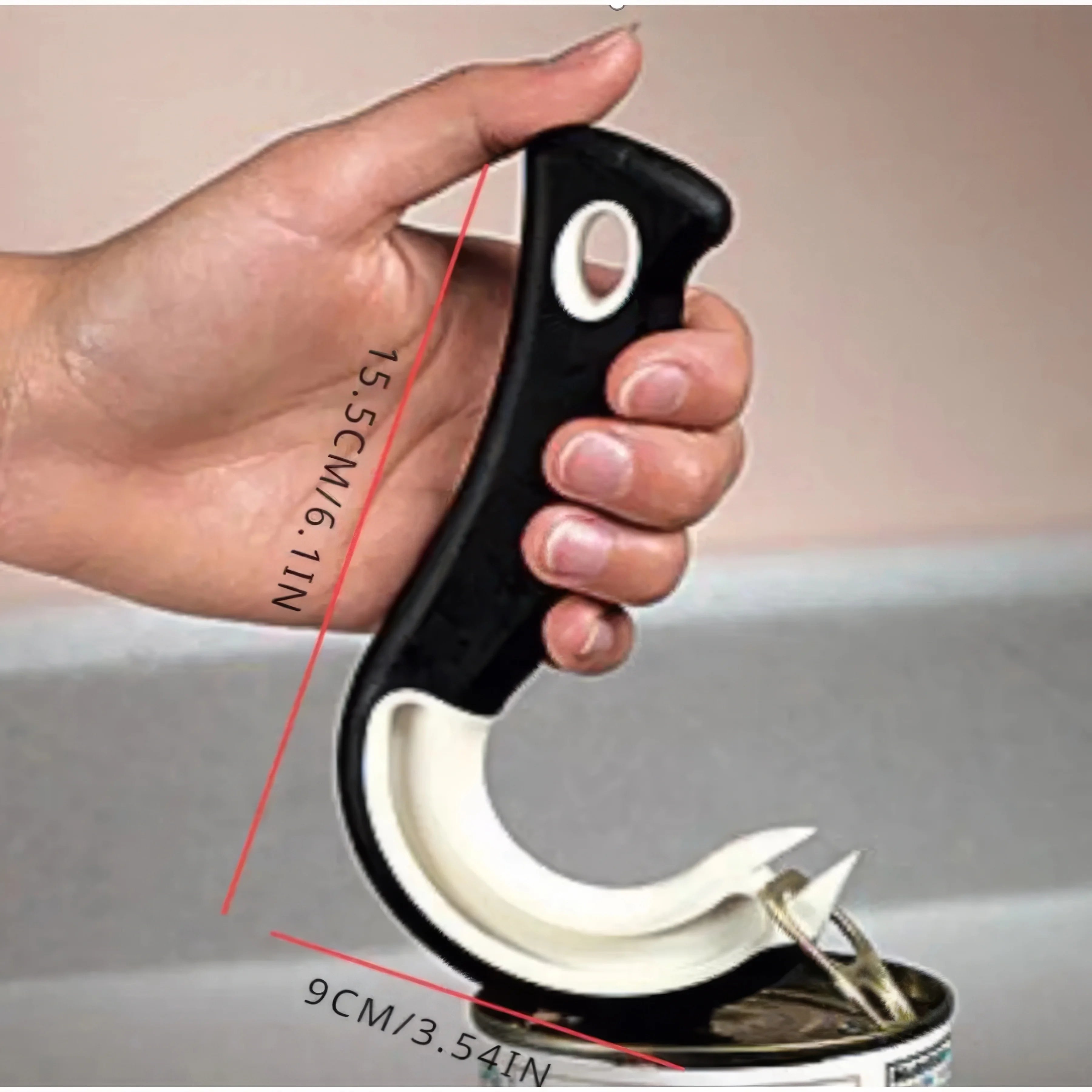 1/2 Hook Type Can Opener Black, Durable Plastic Construction, Essential for Restaurants, Modern Kitchen Tool, Brand Opener