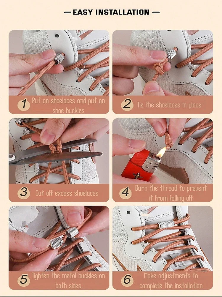 New Elastic Laces Sneakers Tennis Round Shoe laces Without ties Kids Adult Rubber Bands No Tie Shoelace Shoe Accessories