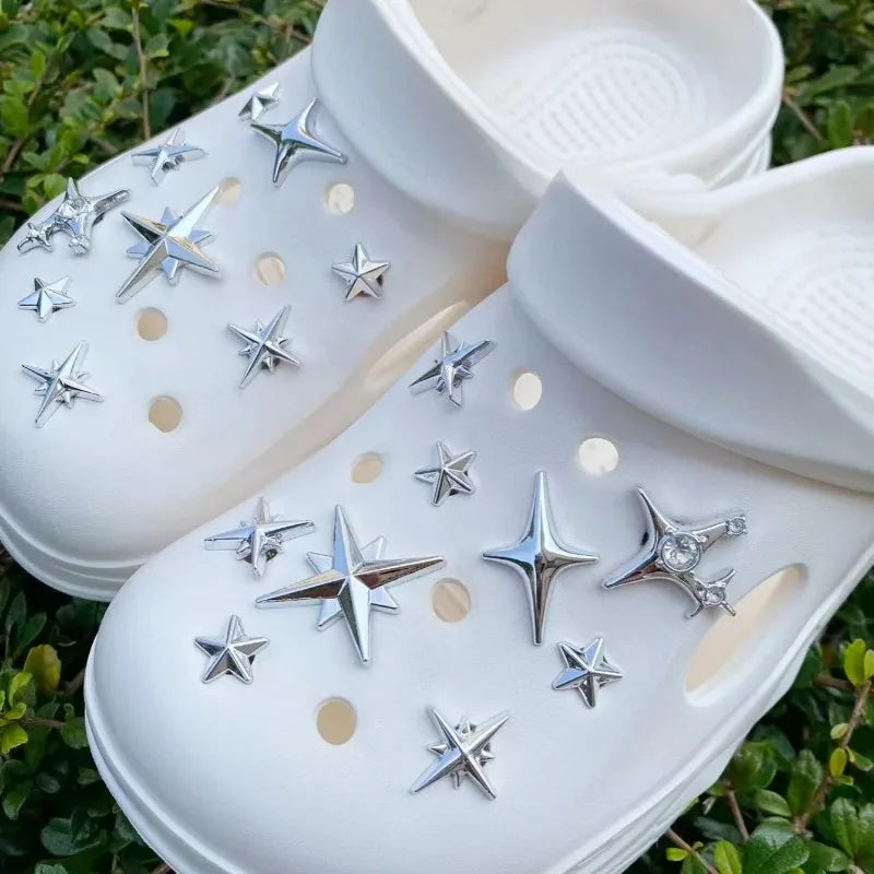 18pcs/Set Detachable Punk Style Metal Rivets Decorative Buckles For Garden Shoes & Hole Shoes New