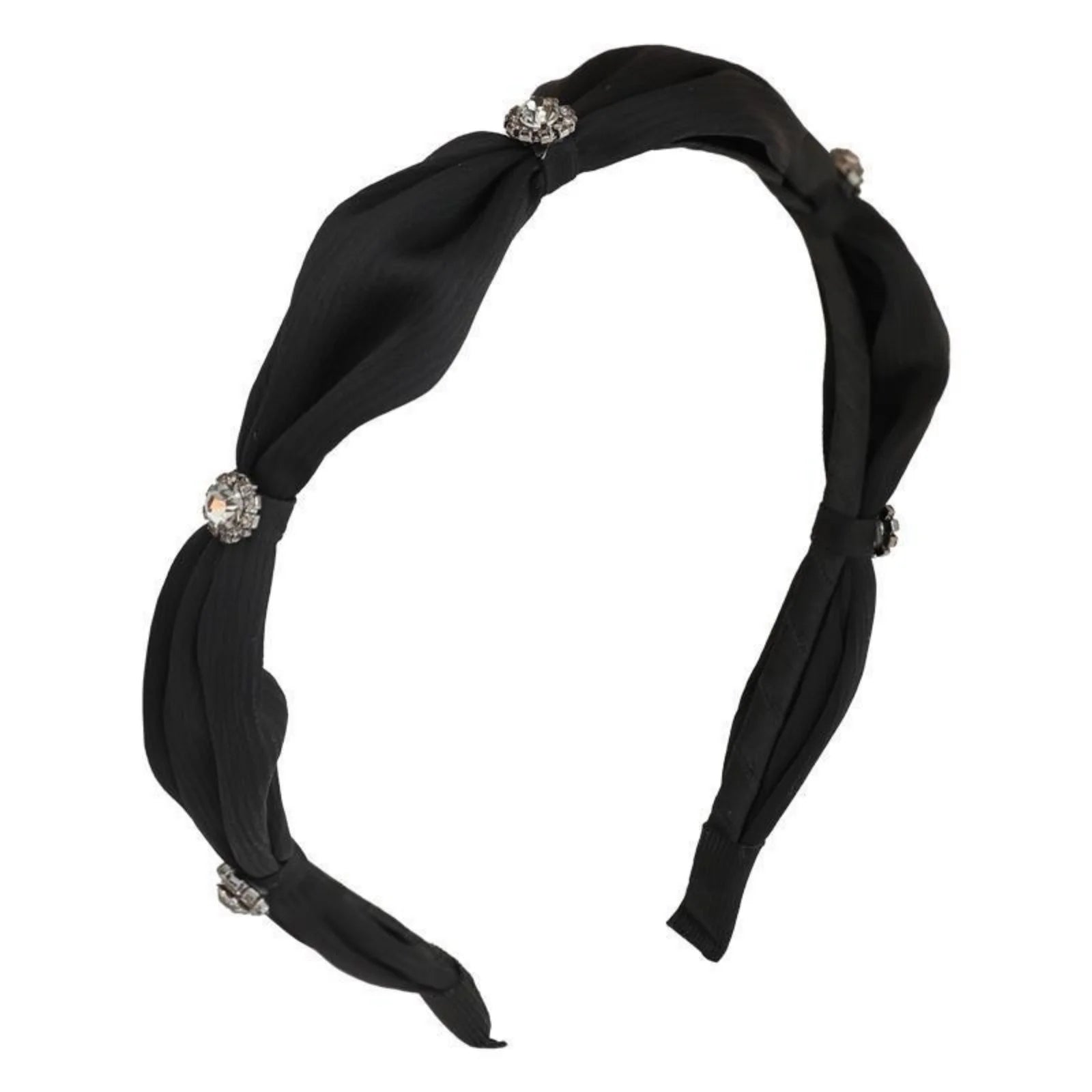 1pc Premium Korean-Style Fabric Satin Hairband with Rhinestones for Autumn Winter Retro Elegant Hair-Crimping Headband, Exquisit