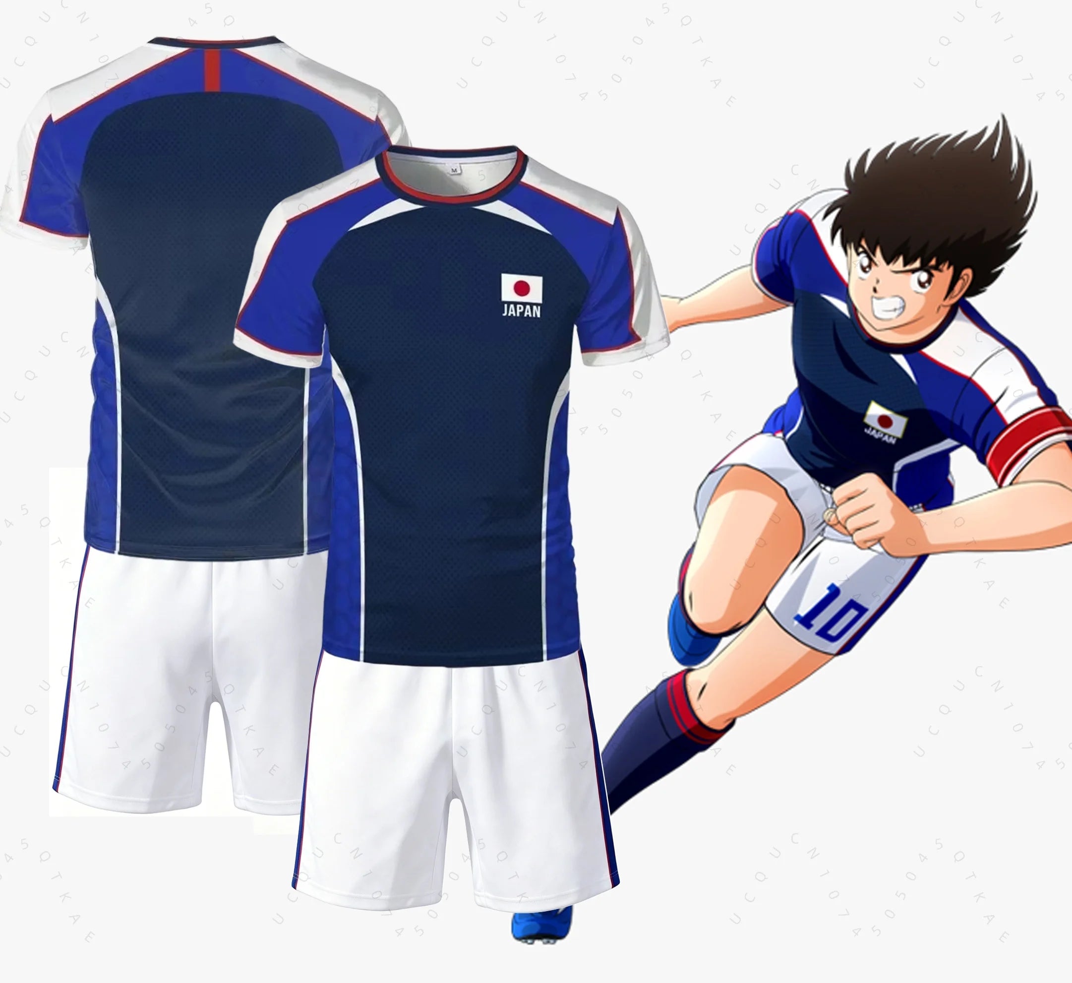 Piece Outfit Children Tracksuit Captain Tsubasa Football No.10 Print T Shirts Can Choose T-Shirts Or Shorts Kids Adult Clothes