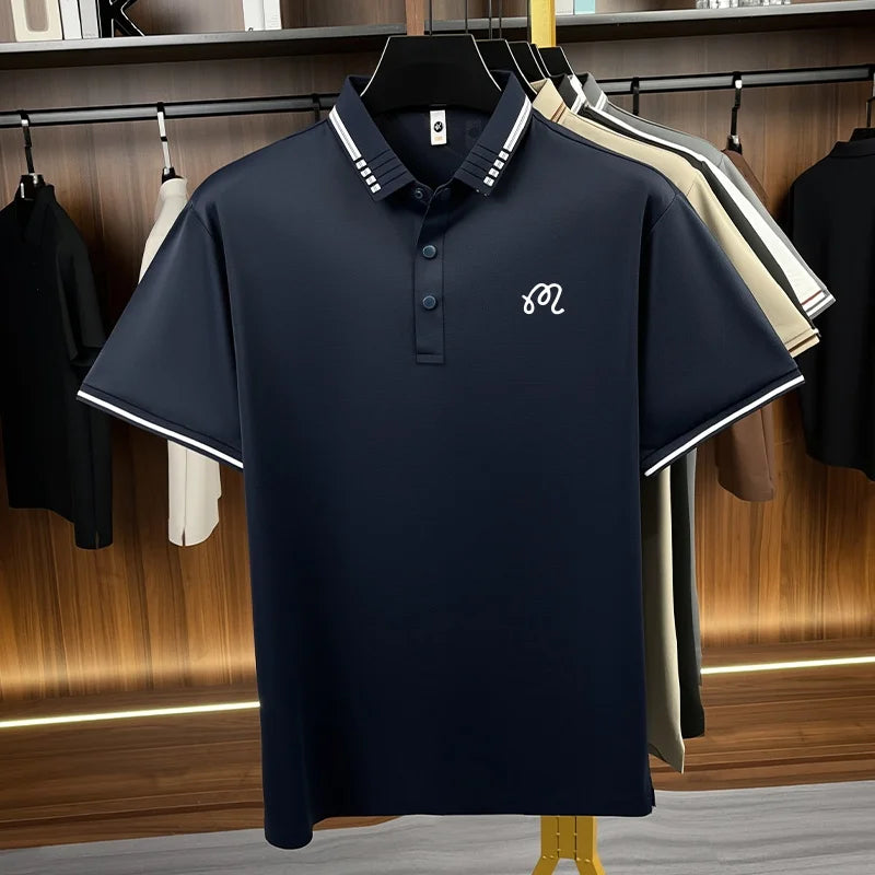 Designer Men's New Seamless Exquisite Print Polo Shirt Cool Short Sleeved Fashion Solid Color T-shirt Business Casual Men's Wear