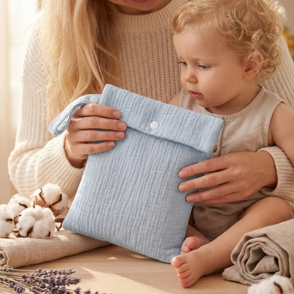Baby Diaper Bag Muslin Cotton Gauze Wet Bag Portable Travel Hanging Organizer Pouch Infant Toddler Mommy Cosmetic Bag Best