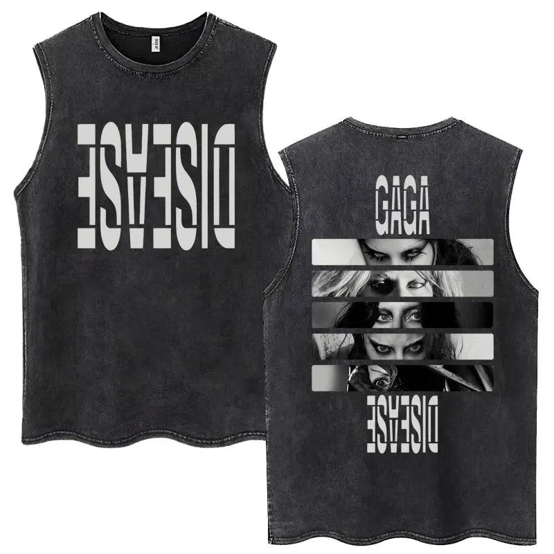 Lady Gaga The Mayhem Ball Tour 2025 Washed Tank Tops Fashion Men Women Vintage Y2K Sleeveless T Shirt 100% Cotton Oversized Tees