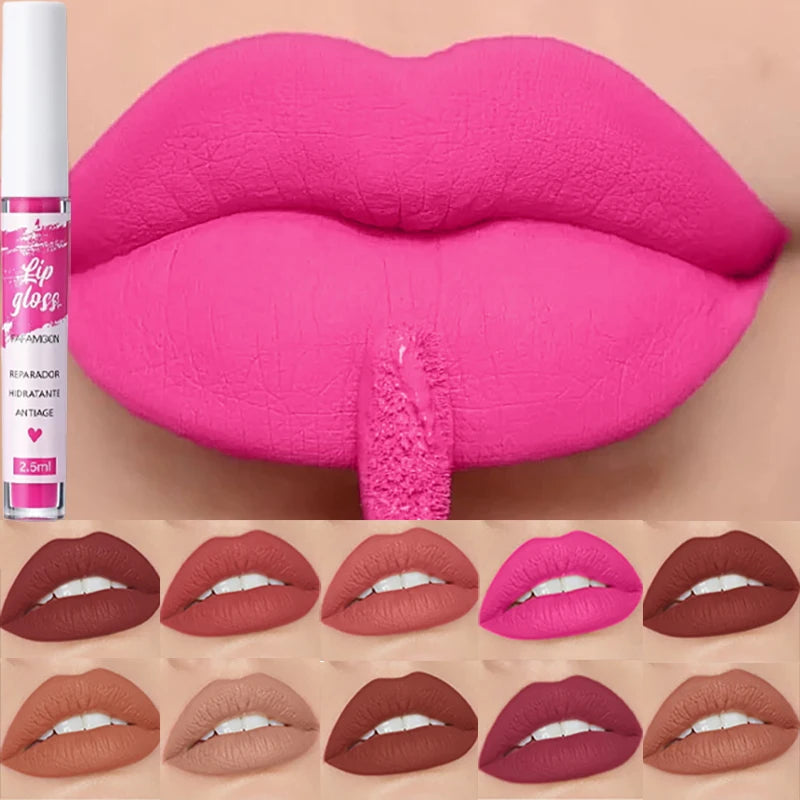 Matte Liquid Lipstick Rose Red Lip Glaze Makeup Moisturizing Waterproof Durable Lip Mud Non-stick Cup Lip Gloss Korean Makeup