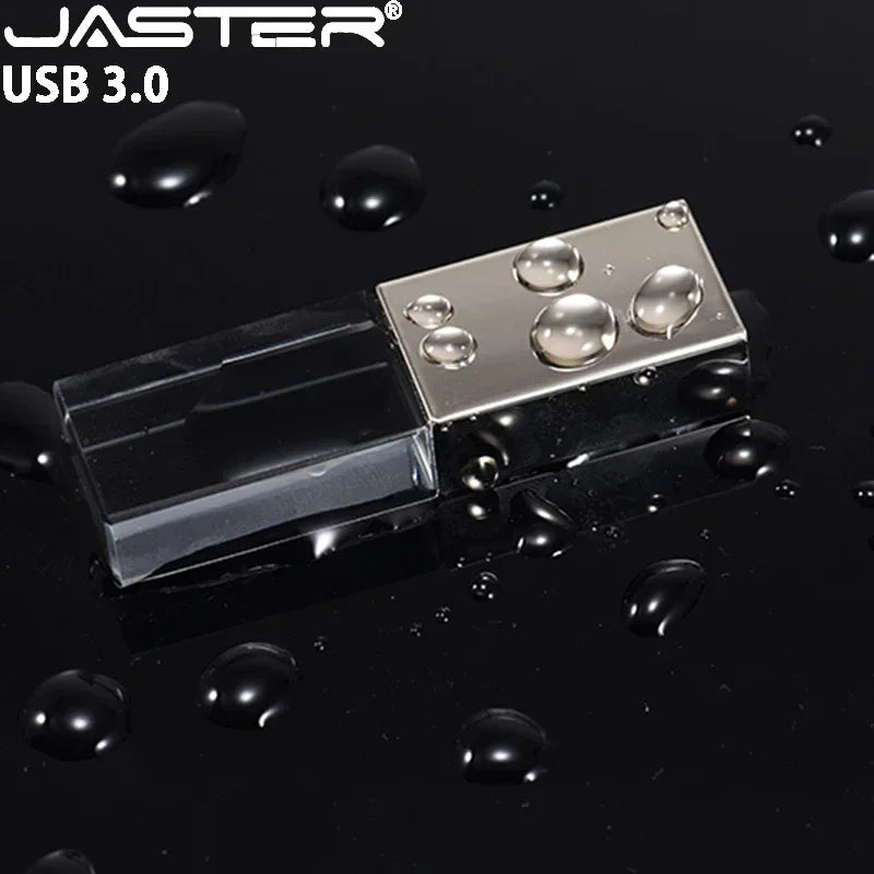 JASTER USB 3.0 Flash Drive Rose Gold Crystal Custom 3D Logo Pen Drive Wedding Cool Gift Pendrive Black Memory Stick 128GB 64GB