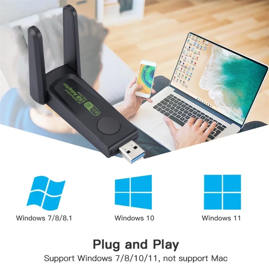 Wireless USB 1300Mbps WiFi Adapter Dual Band 2.4G 5Ghz USB 3.0 WIFI USB Adapter 802.11ac Network With Antenna For Desktop Laptop