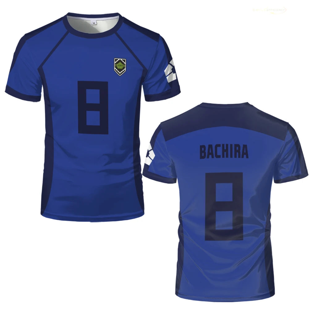 ISAGI 3D Print Sports Quick-dry Breathable Men T-Shirt Anime Cosplay Harajuku Football Team Training Parent-child Short Sleeve