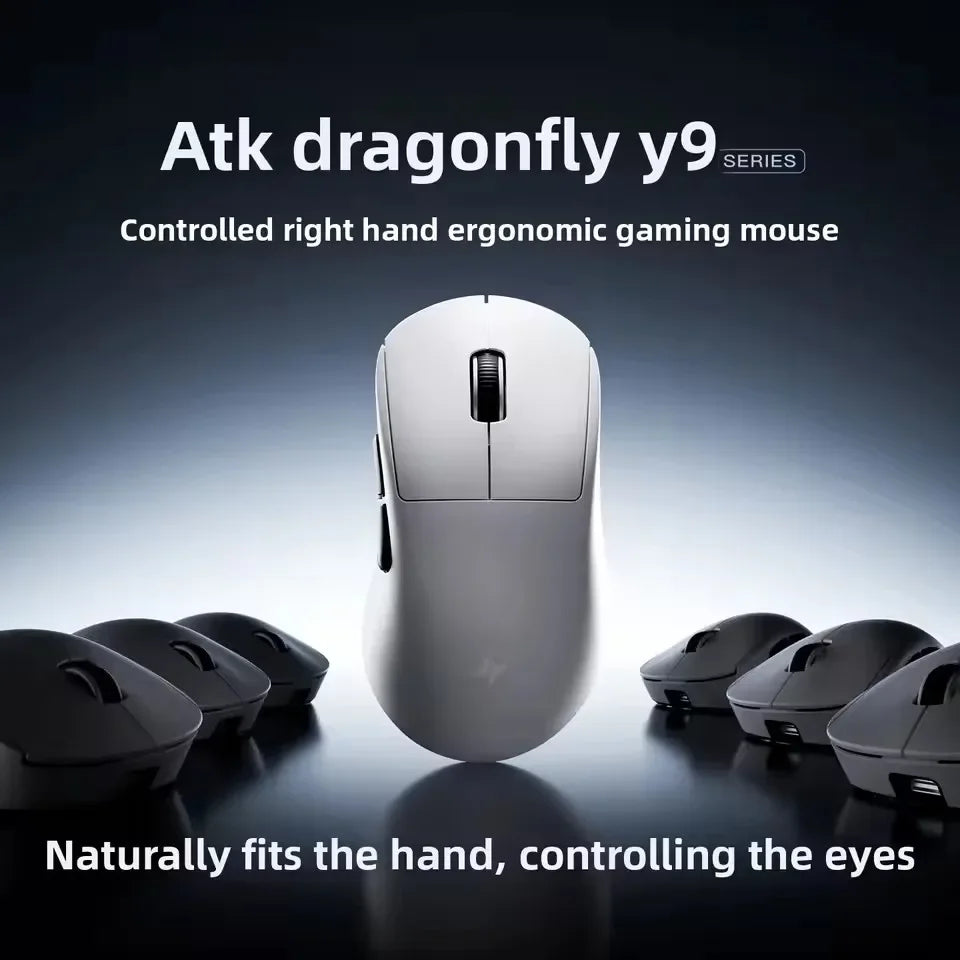 ATK Y9 Ultimate Tri-Model Wireless Gaming Mouse Dual 8KHz Lightweight PAW3950 UItra Right-Hand Ergonomic E-sports Custom Mouse
