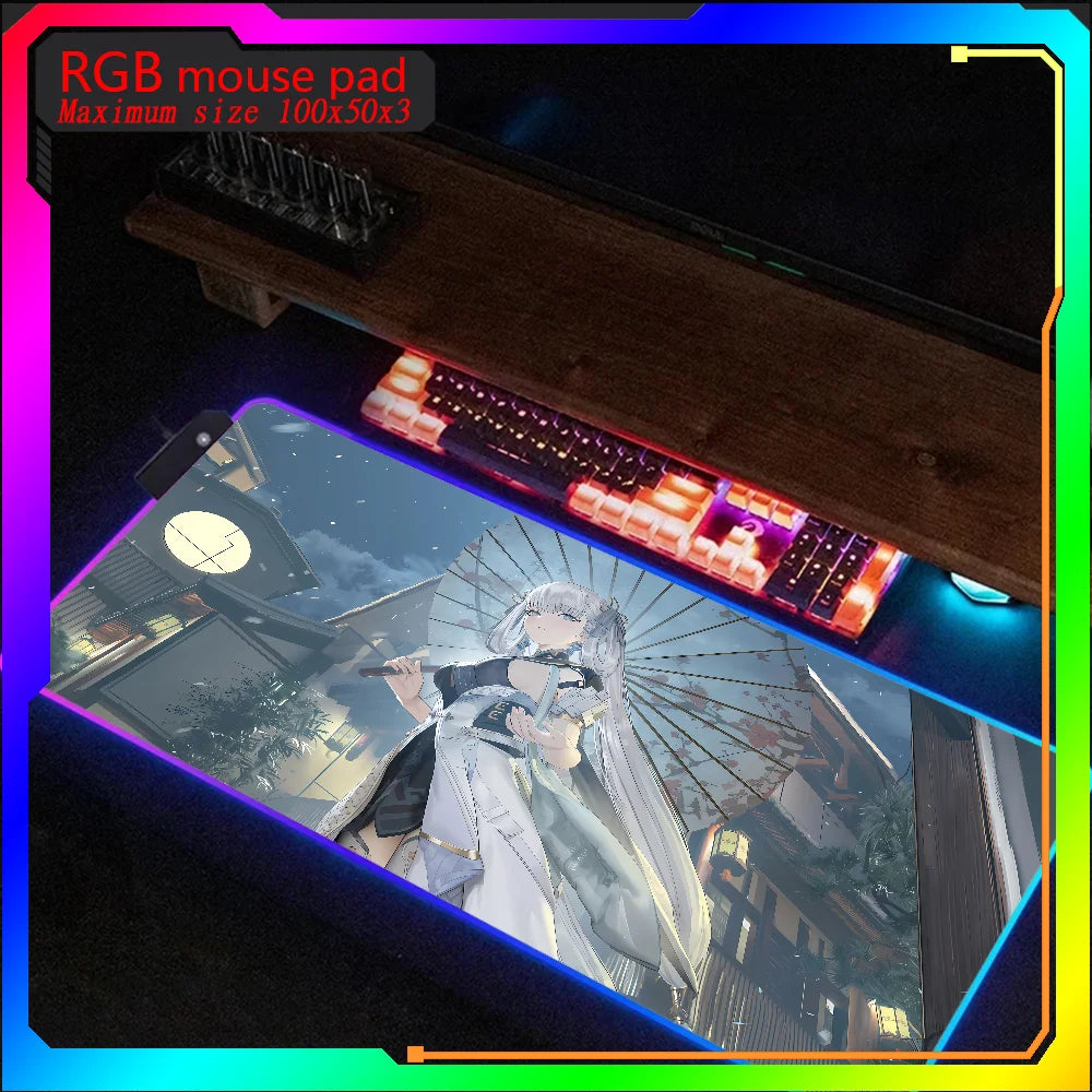 HD print wuthering Wave Jinhsi Rgb Mouse Pad Xxl Steelseries Laptop Mat Backlit Keyboard Gamer Girl Table Pads Deskpad Mause pad