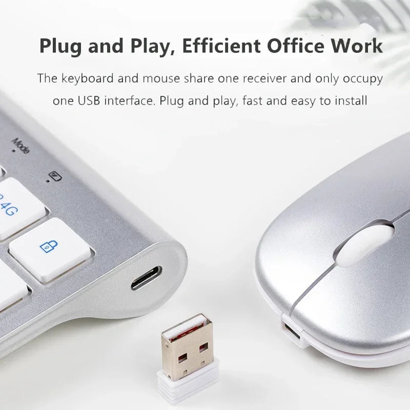 Bluetooth Keyboard Three-mode 2.4G Wireless Keyboard and Mouse Combo Multi-Device Rechargeable Keyboards for IOS/Android/Windows