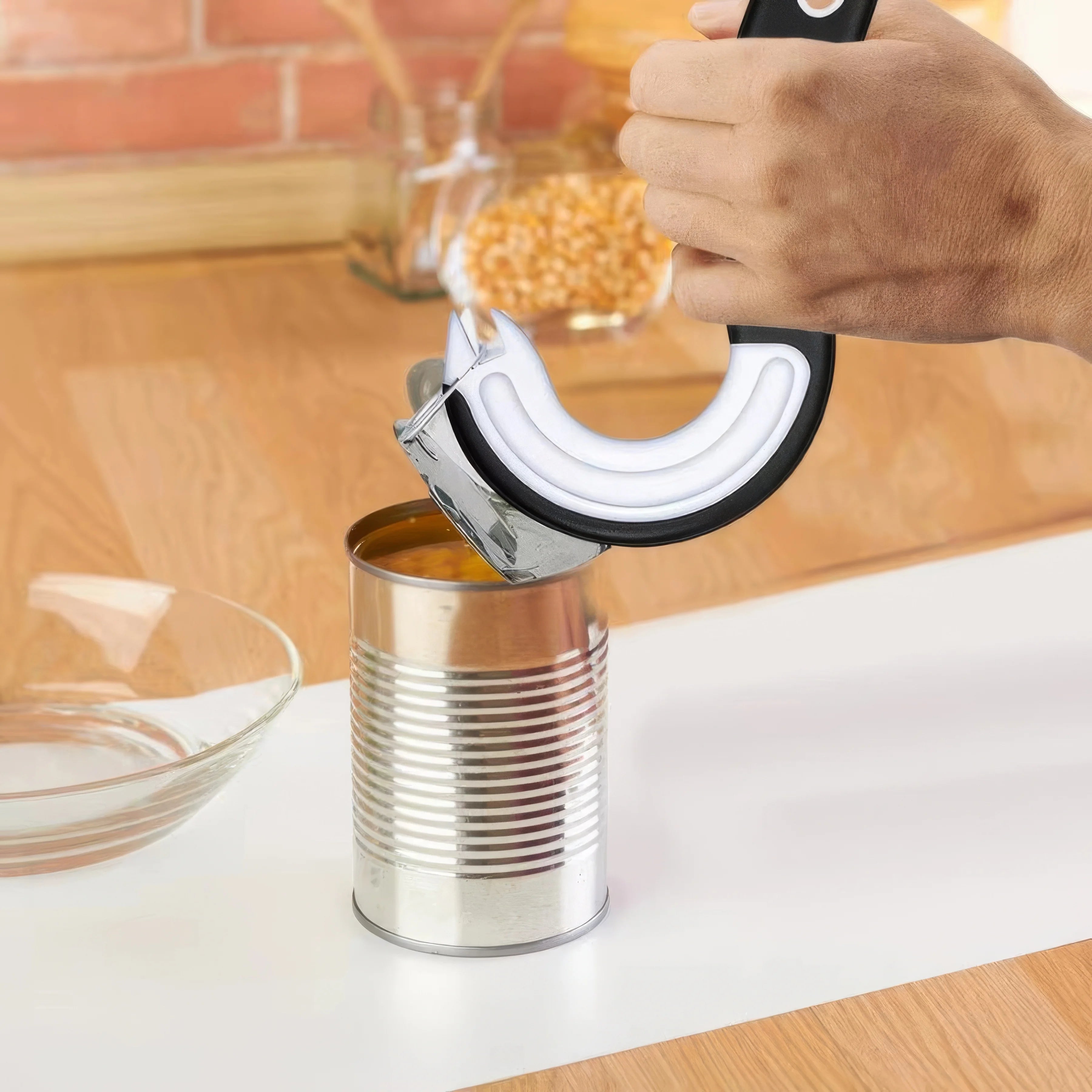 1/2 Hook Type Can Opener Black, Durable Plastic Construction, Essential for Restaurants, Modern Kitchen Tool, Brand Opener