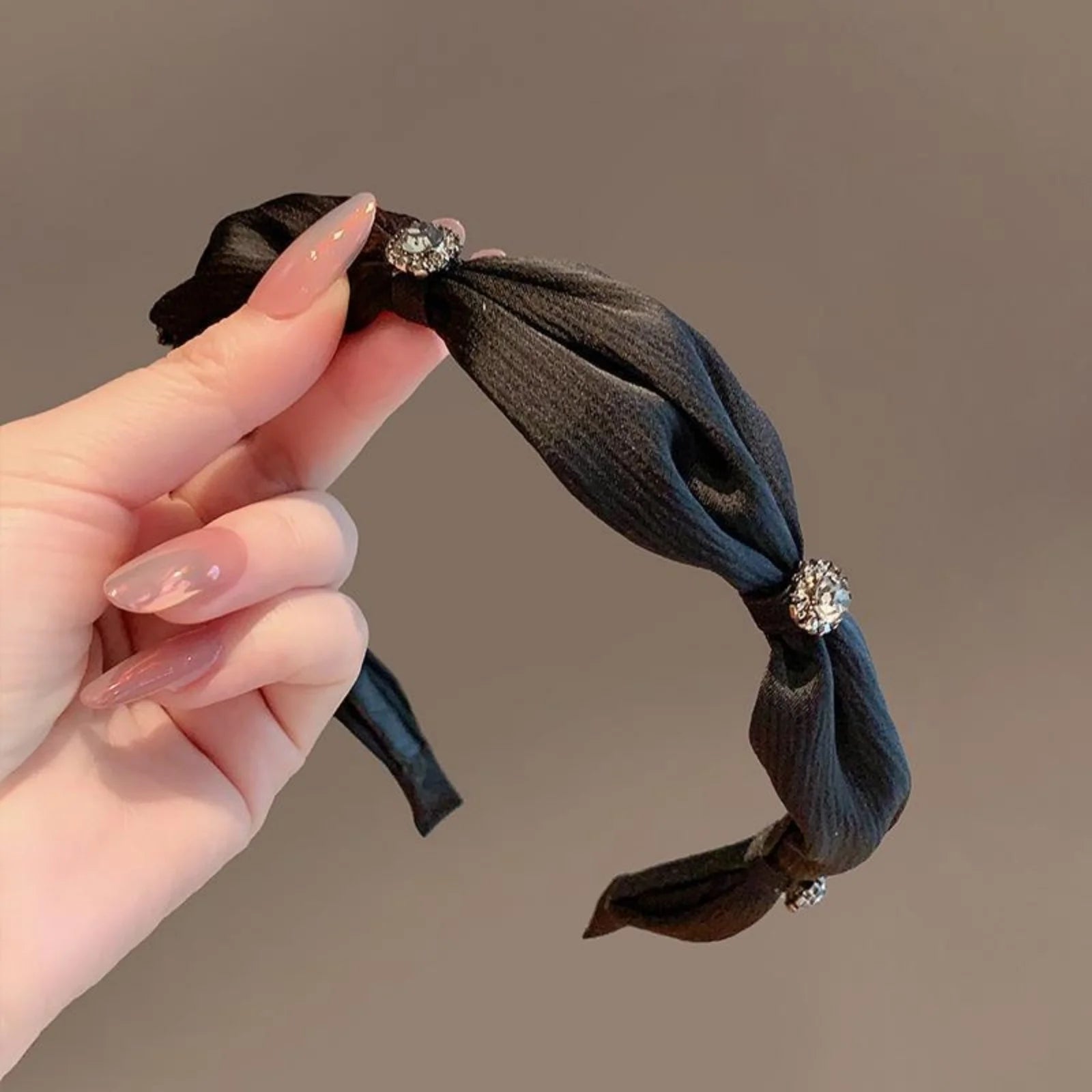 1pc Premium Korean-Style Fabric Satin Hairband with Rhinestones for Autumn Winter Retro Elegant Hair-Crimping Headband, Exquisit