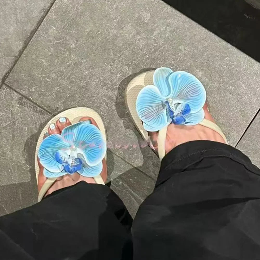 1 Pair Simulation Coloful Thai Fairy Butterfly Flower Shoe Buckles Personalized Design Butterfly Orchid Simulation Buckles Decor