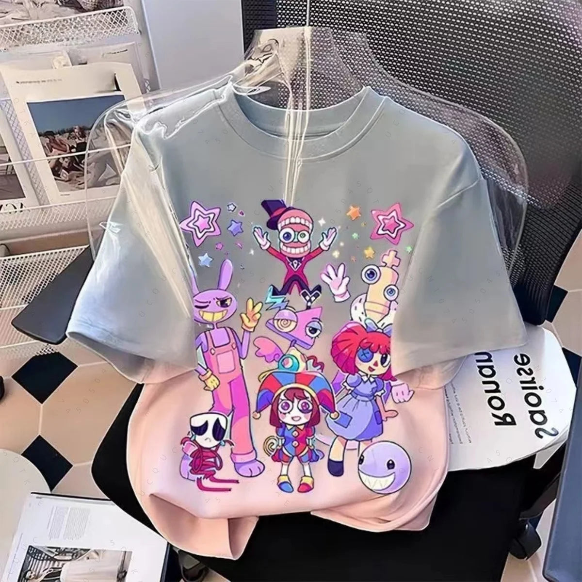 2026 Anime Short-Sleeve T-Shirt Magical Digital Circus T-Shirt Summer Fashion Unisex Crew Neck Top Lightweight and Breathable