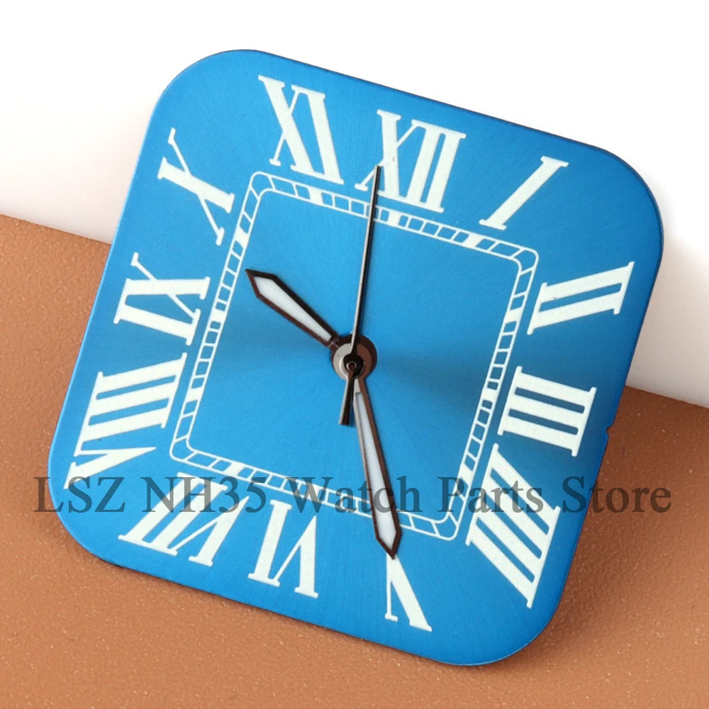 27mm NH35 Dial Square Roman Dial and Hands For 38mm Santos Case Fit NH35 NH36 Movement Stainless Steel Watch Accessories Repair