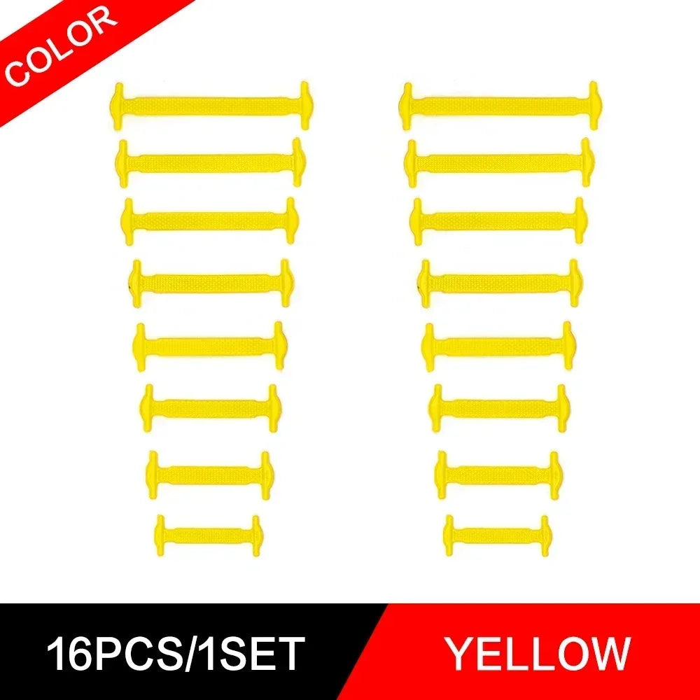 New 16Pcs Elastic Shoe Laces All Sneakers Silicone Stretch Shoelaces Unisex Fashion No Tie Shoelace Rubber Band Shoelaces