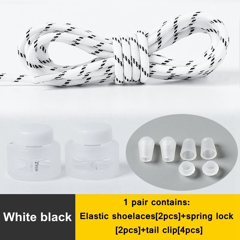 1 Pair Lazy Laces Elastic For Sneakers Snap Lock Shoelaces Without Ties Suitable For Children And Adults Round Shoelace Artifact