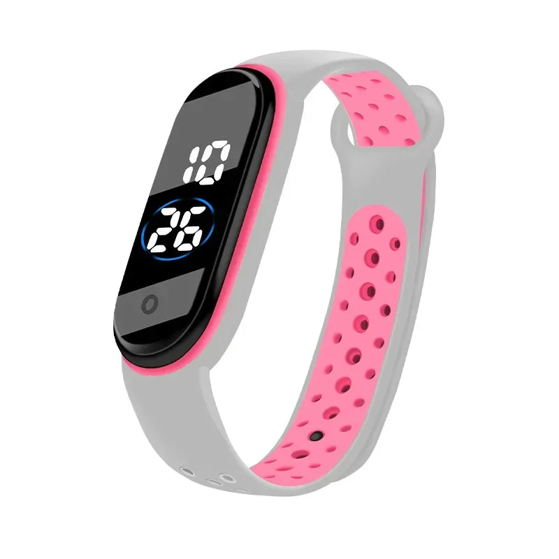 Waterproof Kids Sports Watch Children Smart Touch Screen LED Digital Watch Two Tone Silicone Strap Men Women Watch Student Clock