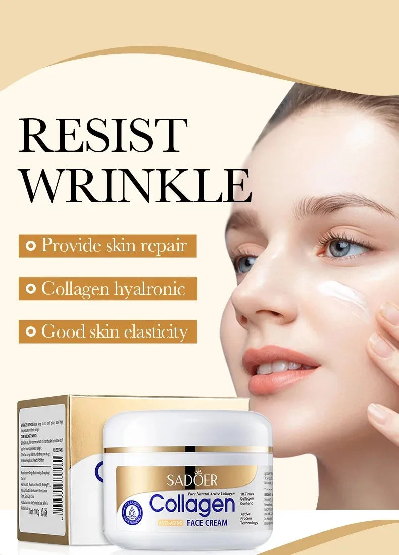 SADOER Collagen Firming Face Cream Skincare Moisturizing Hydrating Beauty Face Creams Faical Cream Beauty Face Skin Care Product