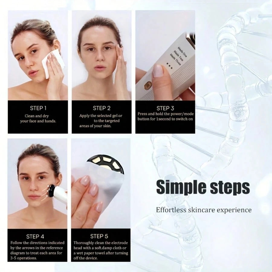 3 in 1 Red Light Handle Facial Device Portable V Shaped Face Lifting Slimming Massager for Neck Skin Tightening Anti-Aging Skincare Tool For Women Travel Home Use Gift