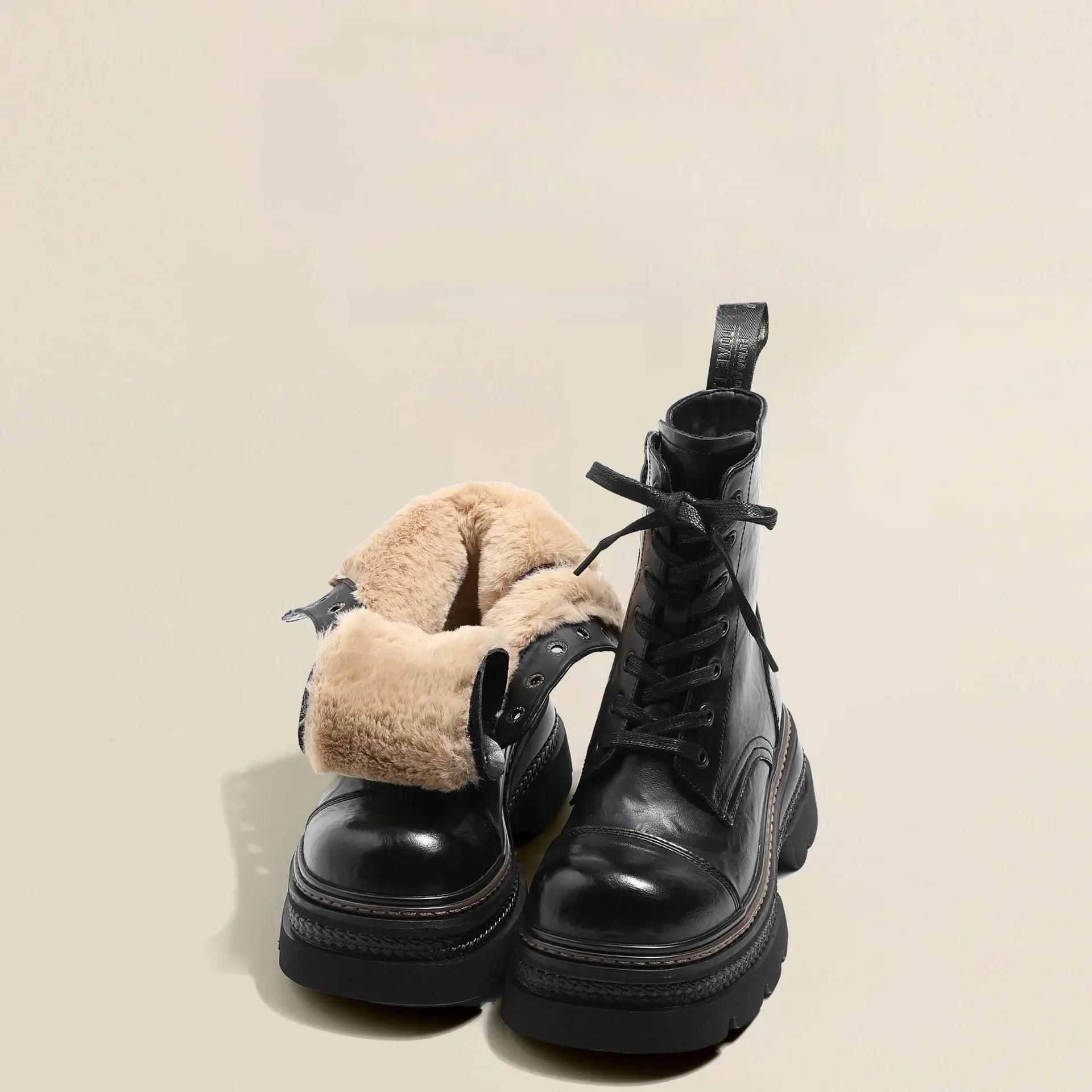 Winter Women's Boots Warm Plush Comfortable Height Increasing Platform Outdoor Snow Boots Lace Up Waterproof Brown Short Boots