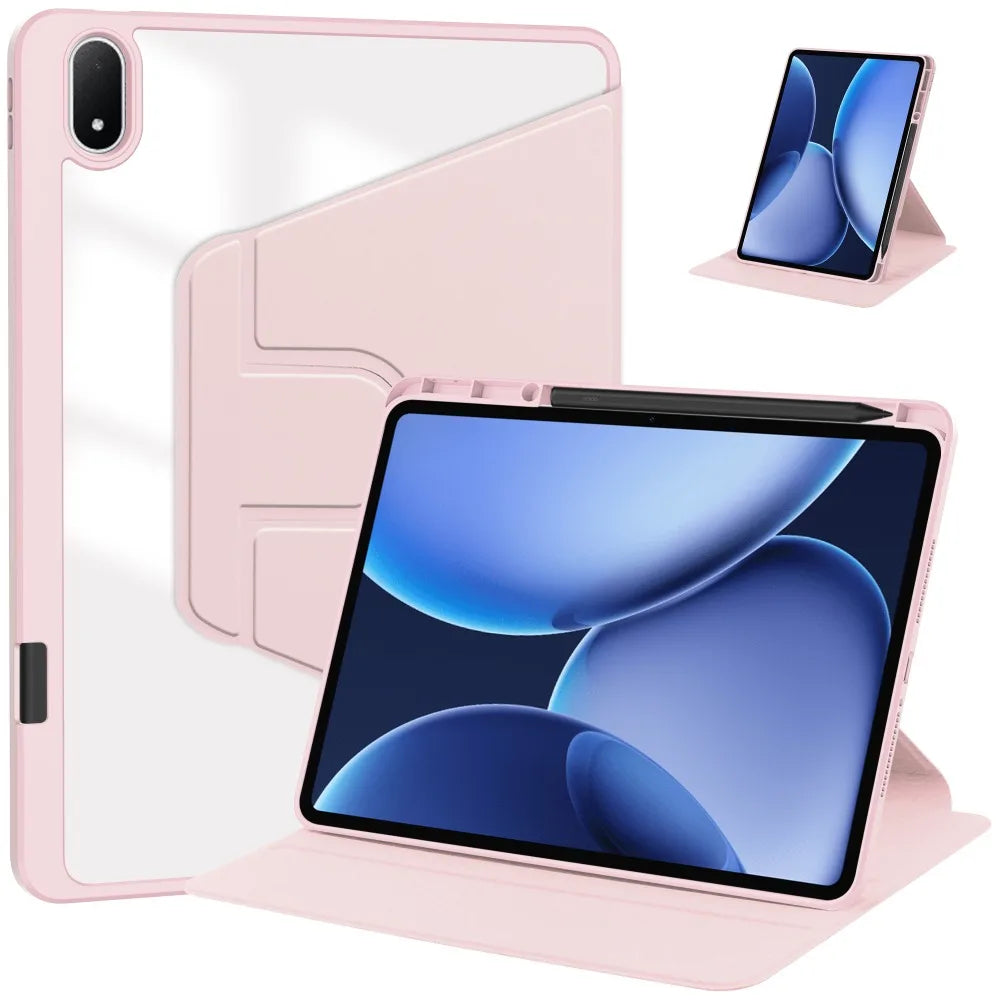 Tablet Case For OnePlus Pad 3 2Pro Oppo Pad 4 4Pro 13.2 IN with Pen Holder 360° Rotating Clear Hard Stand Flip  Shockproof Cover