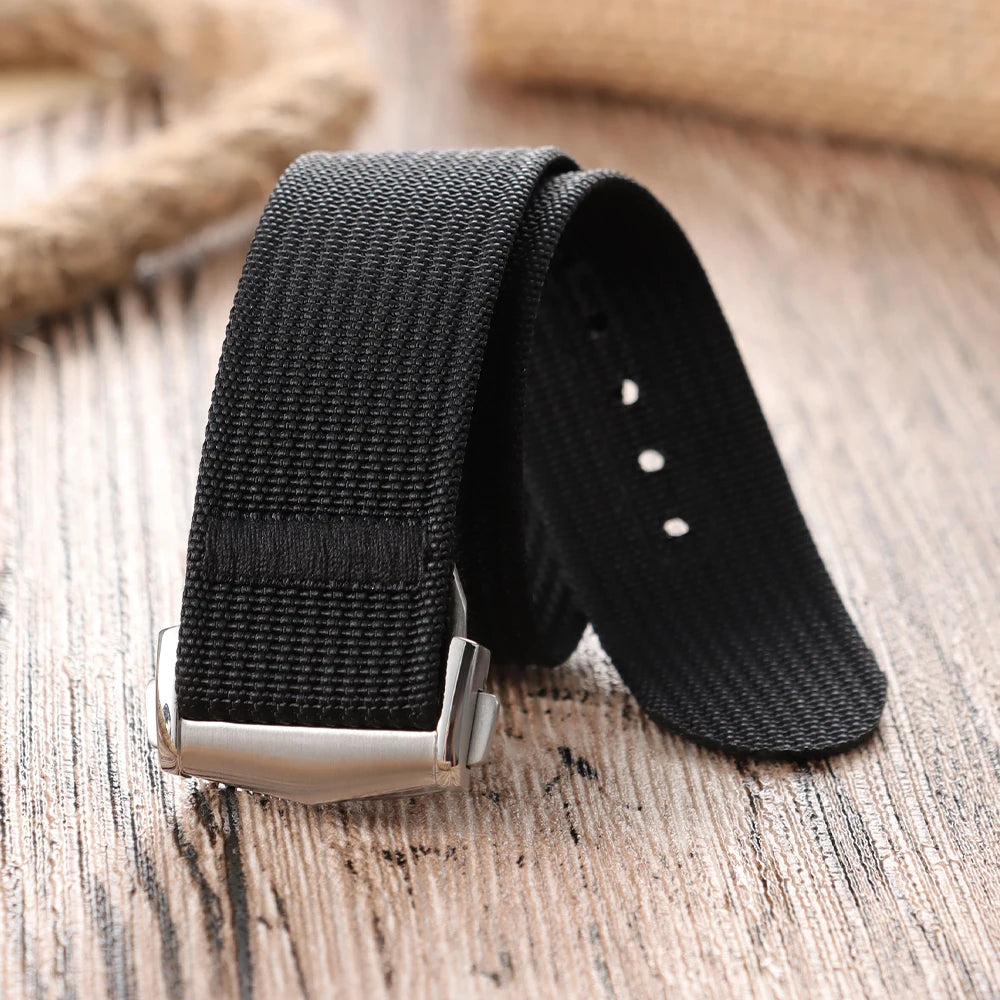Deployant Clasp Nylon 20mm 22mm Watch Strap Premium Ribbed Watch Band for Omega Folding Buckle Watchband Sport Wristband for Men