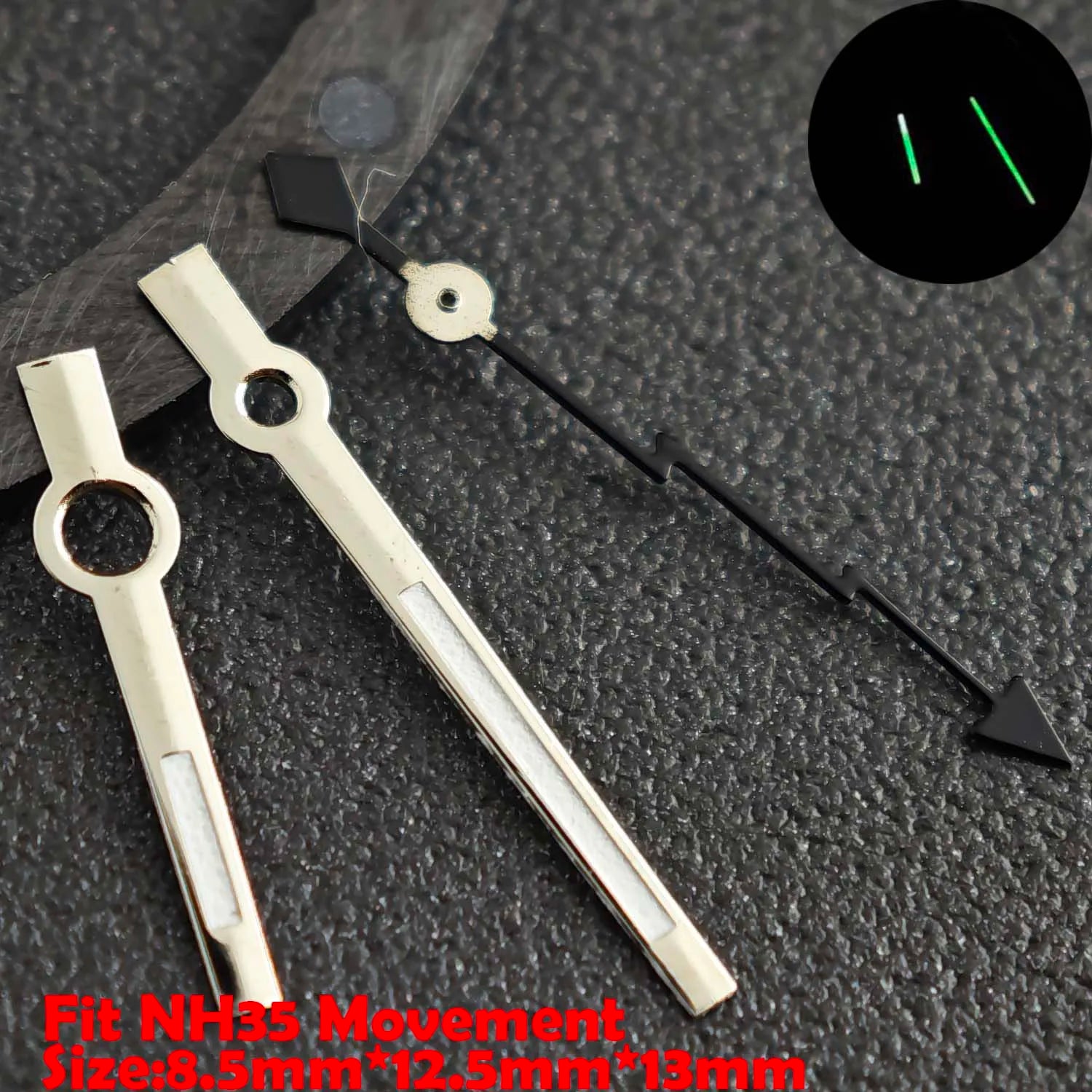 NH35 Hands Watch Hand Suitable for NH35/NH36/NH38/NH72 Movements, Green/Blue-Green Luminous Watch Hands, Replacement Part