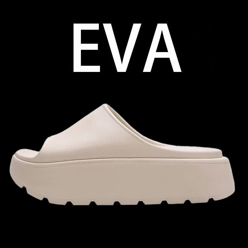Comwarm Women Platform Slippers Soft EVA Thick Sole Sandals Fashion High Bottom Flat Heel Slippers Non-slip Casual House Slides