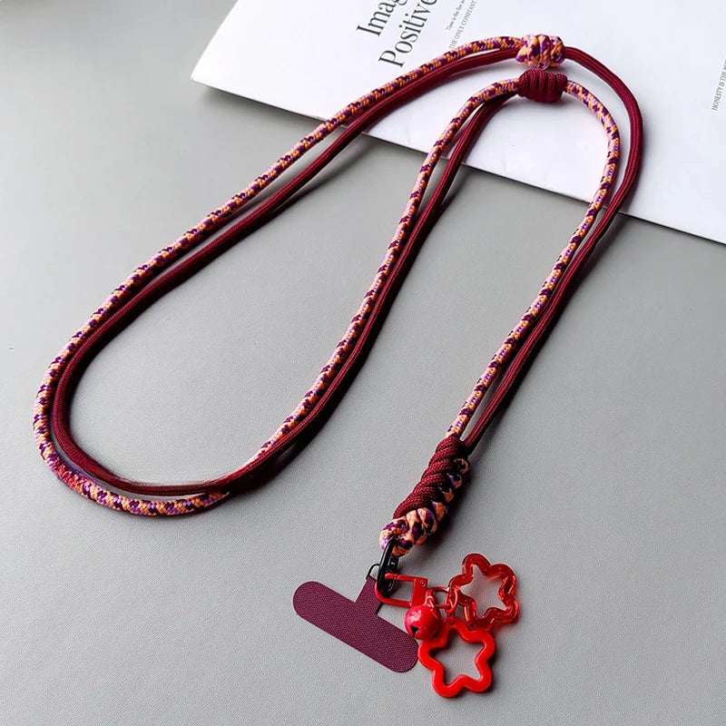 Braided Phone Lanyard Long Crossbody Shoulder Strap Adjustable Outdoor Sports Mountaineering Rope Anti Loss Neck Phone Strap