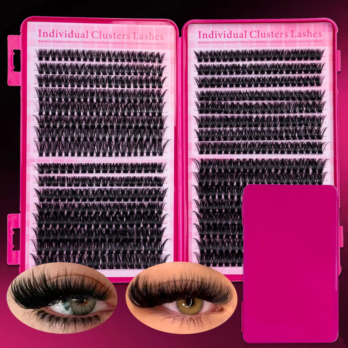 DIY Cluster Lash Large Capacity Mixed Lengths Curl Dense Eyelash Extension 3D Wispy Lash Suitable for Party and Stage Makeup