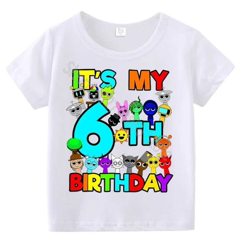 Summer Short Sleeves Sprunki Incredibox Print Children T-shirts Kids Clothes Boys Girls Cotton Tees Tops Birthday Party Gifts