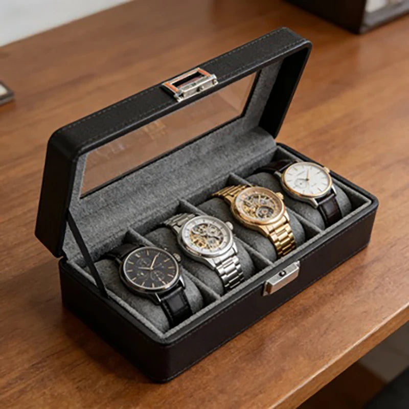 1 pc 4-grid watch box, dustproof with transparent window, watch display and storage box for men and women