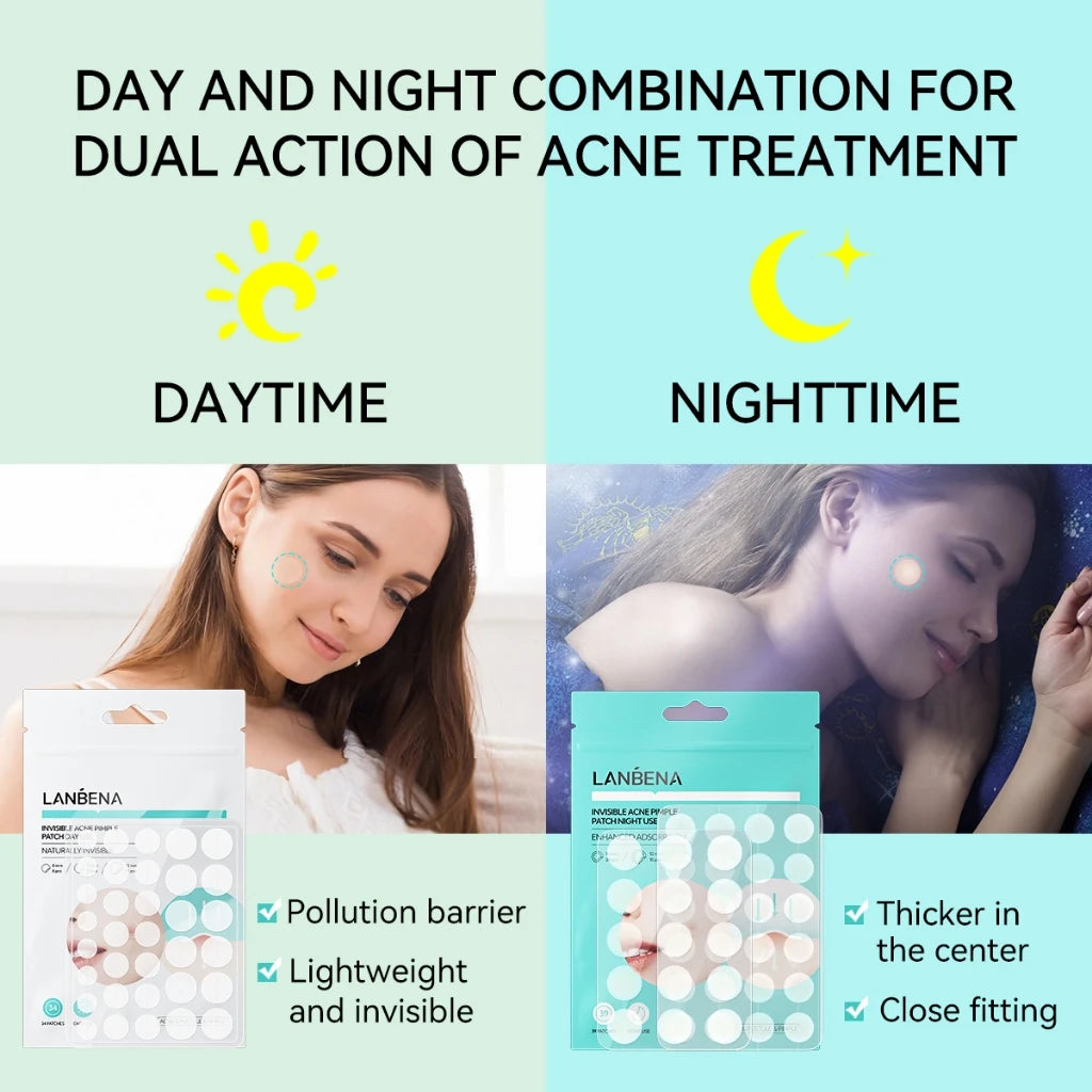 LANBENA Acne Pimple Patch Daily Use and Night Use Invisible Acne Stickers Blemish Treatment Acne Concealer Makeup