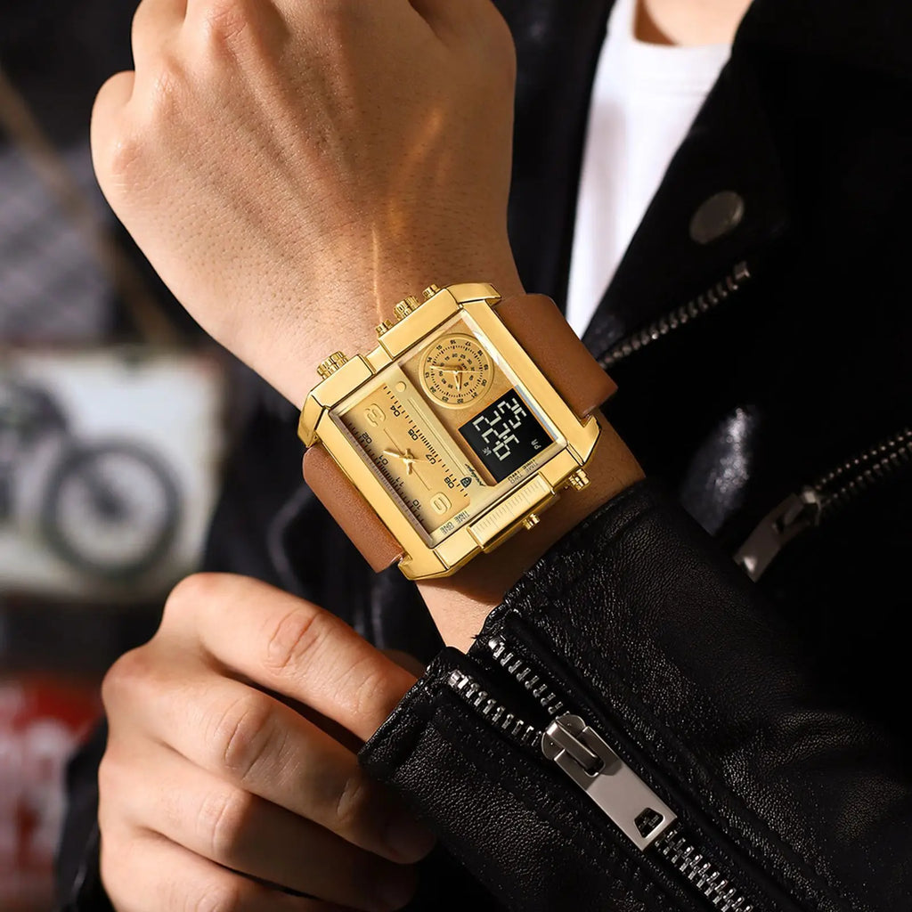 Luxury Man Wristwatch Rectangle Waterproof Luminous Day Week Men Watch Digital Multifunction Men's Watches Quartz Reloj