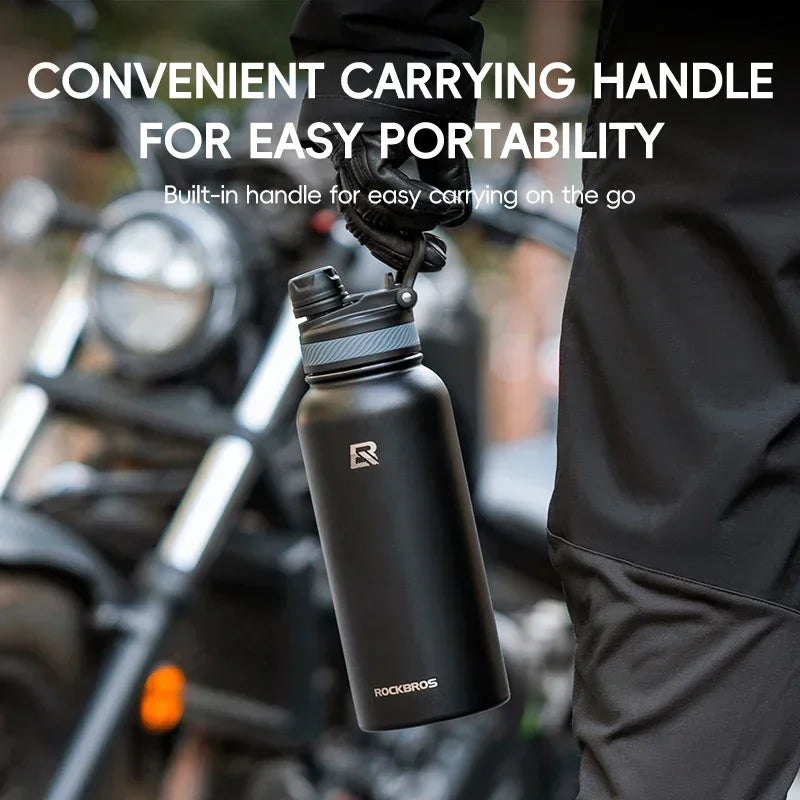 ROCKBROS Thermal Water Bottle Sports Water Bottle Non Slip Stainless Steel Cold And Hot Thermo Cup Cycling Hiking Equip