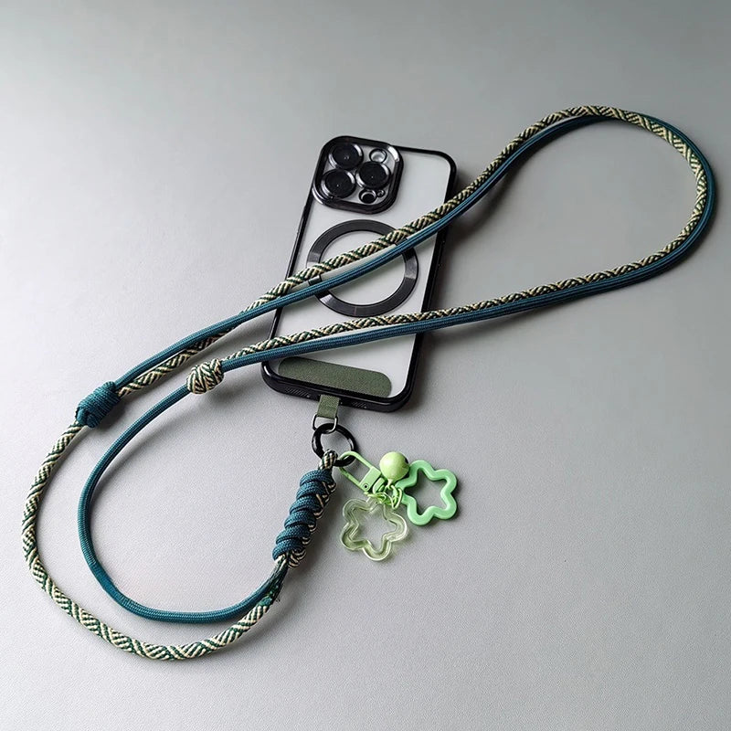 Braided Phone Lanyard Long Crossbody Shoulder Strap Adjustable Outdoor Sports Mountaineering Rope Anti Loss Neck Phone Strap