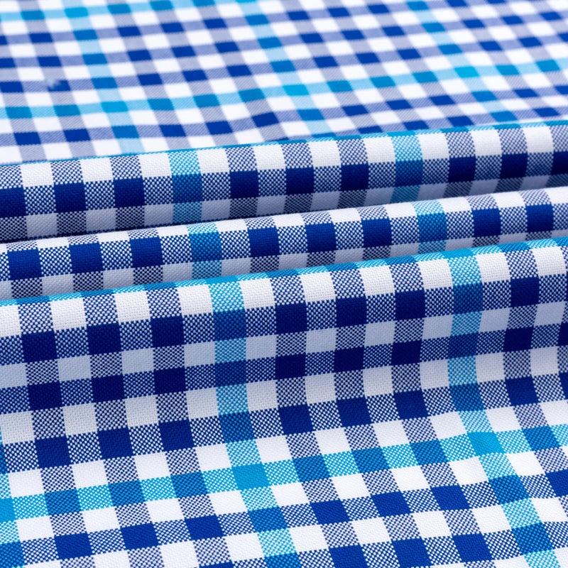 Men's Fashion Plaid Checkered Short Sleeve 100% Cotton Shirt Button-collar Holiday Youthful Striped Summer Casual Gingham Shirts