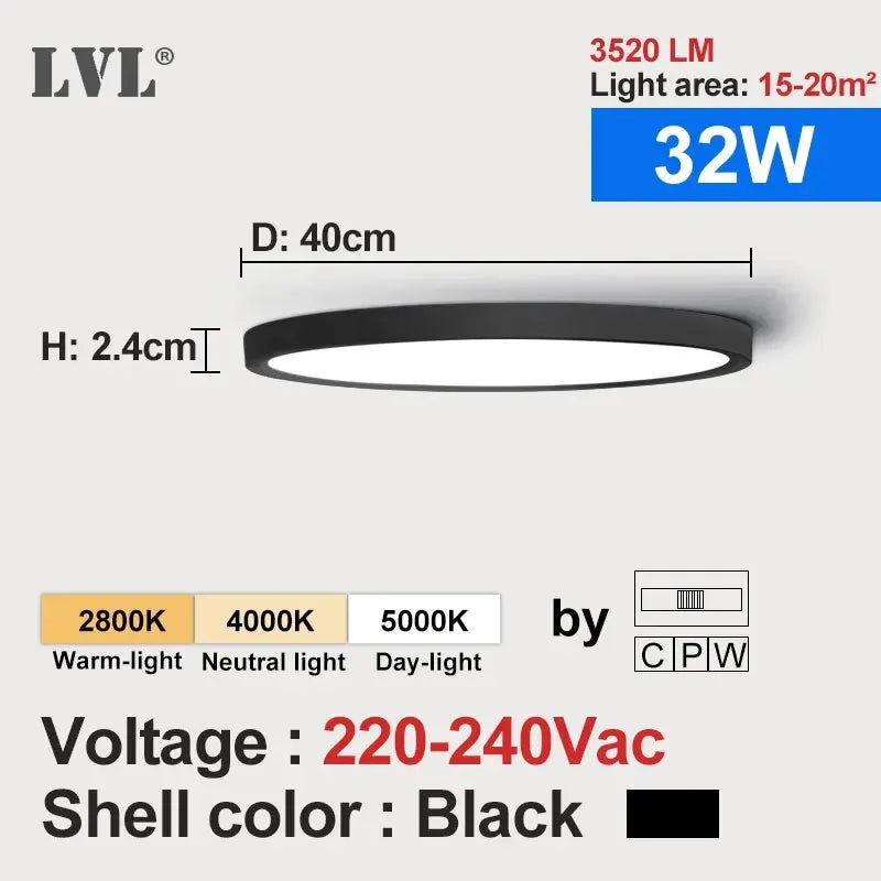 LVL LED Ceiling Light Wood Grain & White 3 in 1 Lighting Colors Home Lighting Kitchen Bedroom Bathroom Round Flush Ceiling Lamp